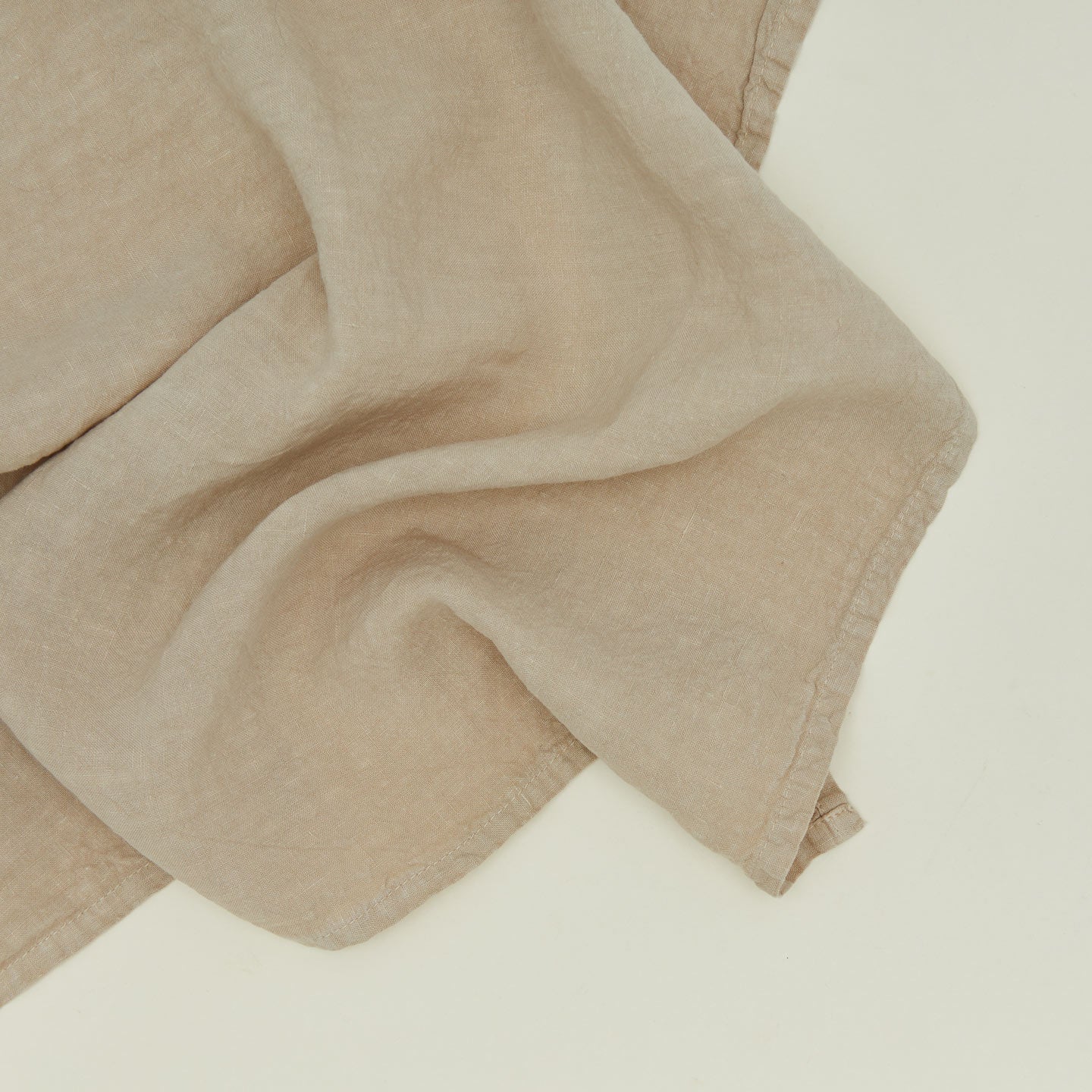 Detailed view of simple linen napkin in flax