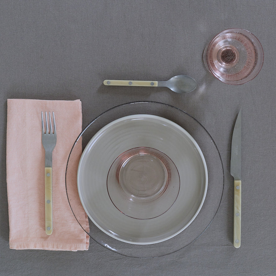 Placesetting with Simple Linen Napkin in Blush.