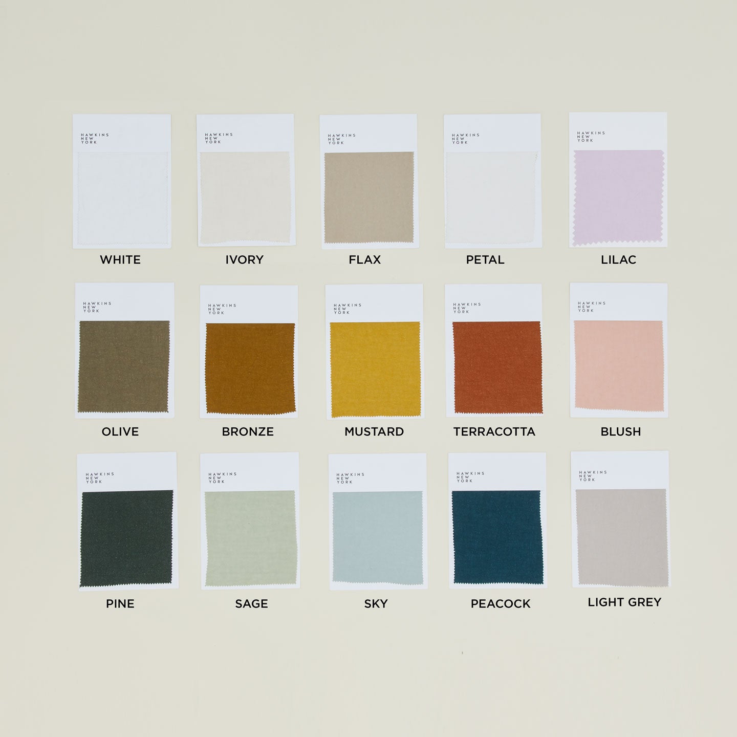 Group of Linen Swatches in various colors.