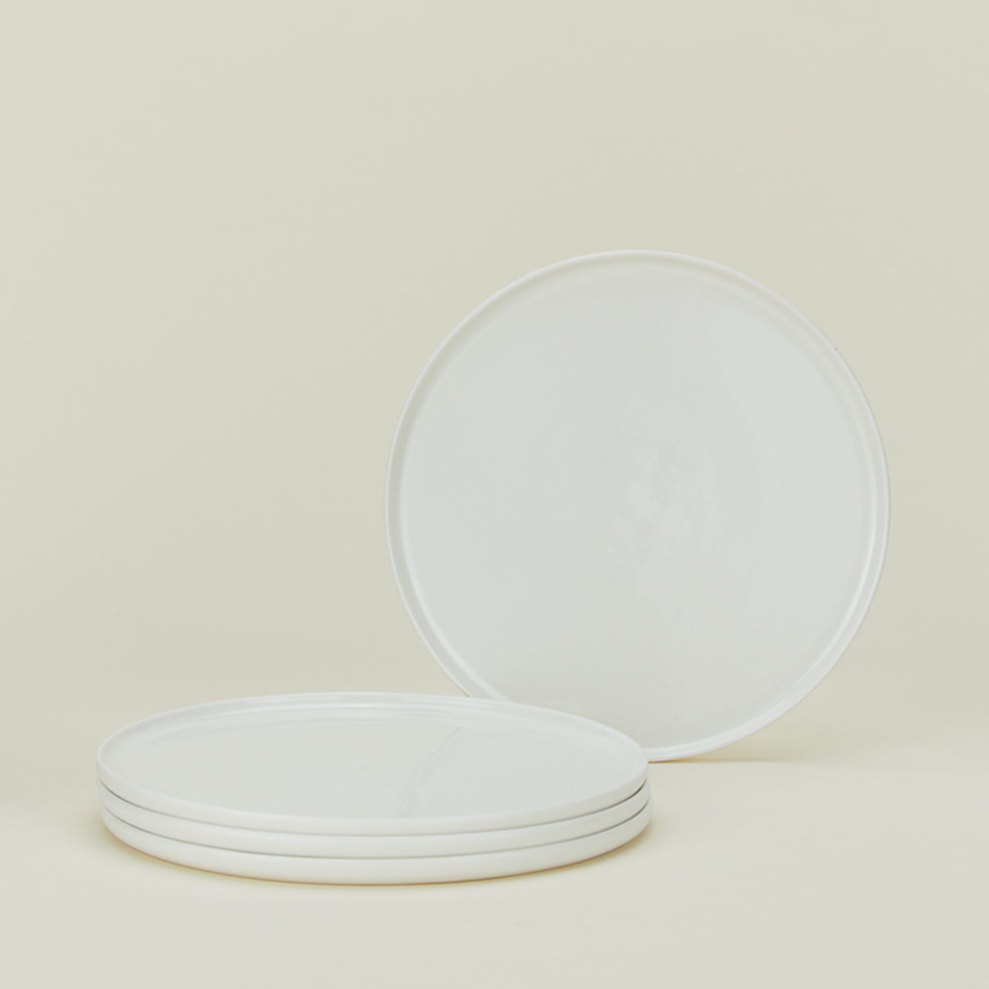 Simple porcelain salad plate set of 4 in white