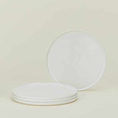 Simple porcelain salad plate set of 4 in white