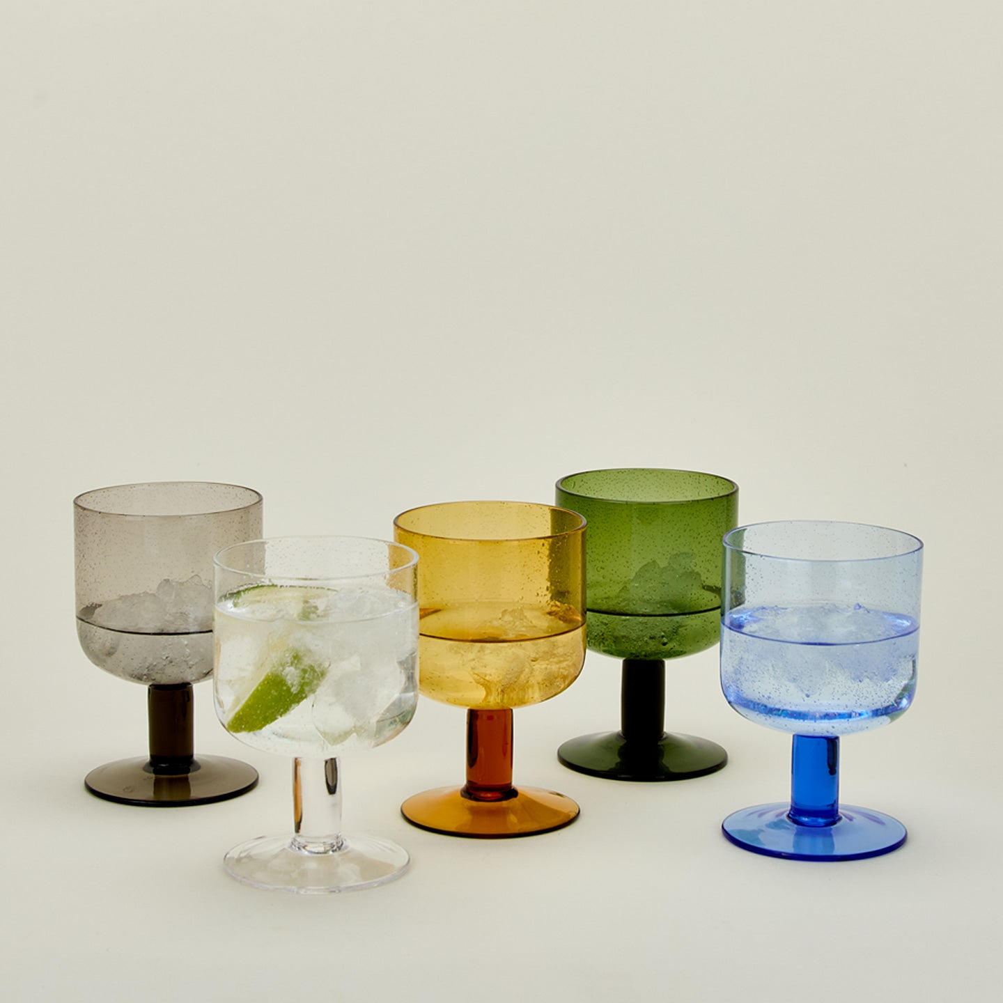 Simple seeded glassware in various colors