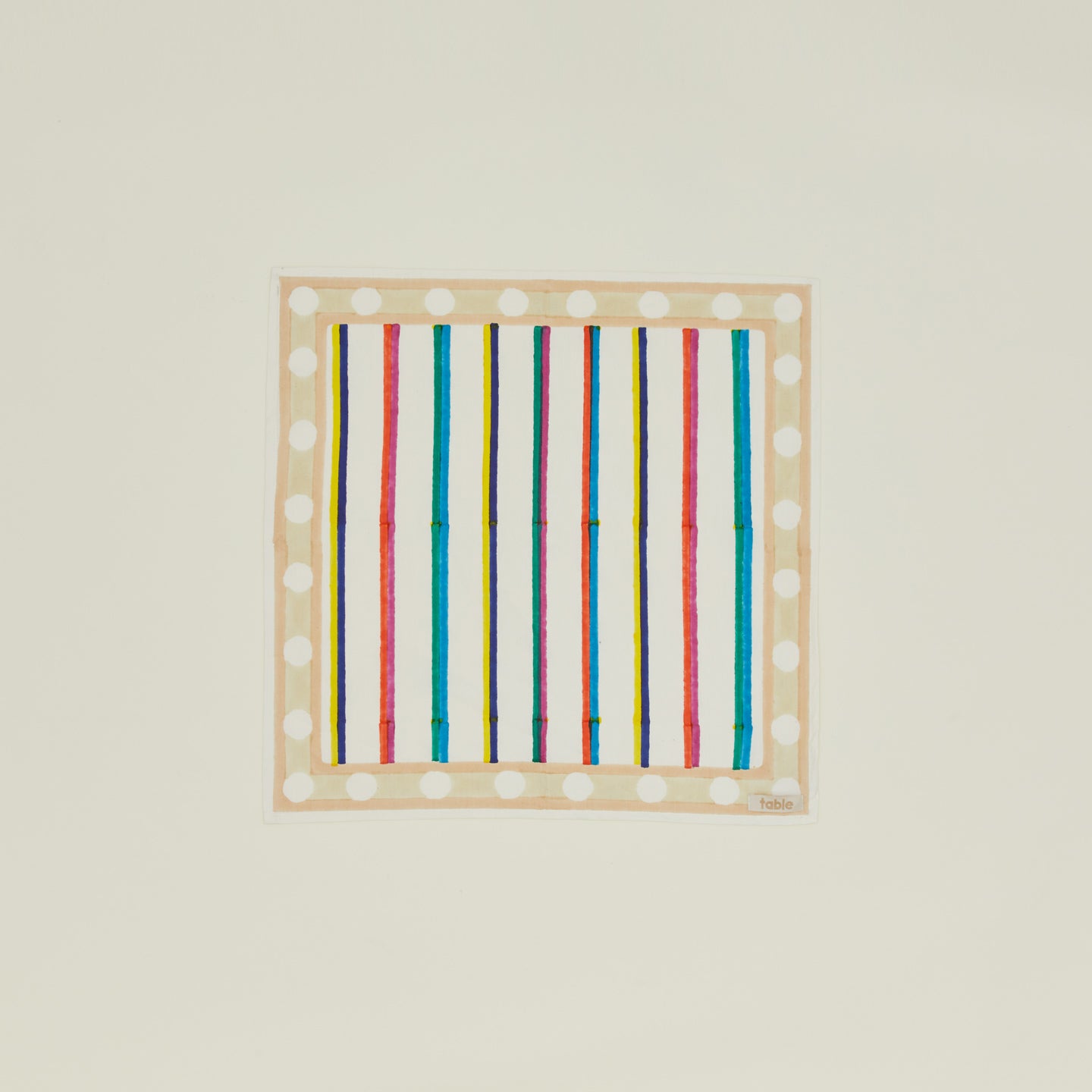 Block Printed Napkin in Multi Stripe.