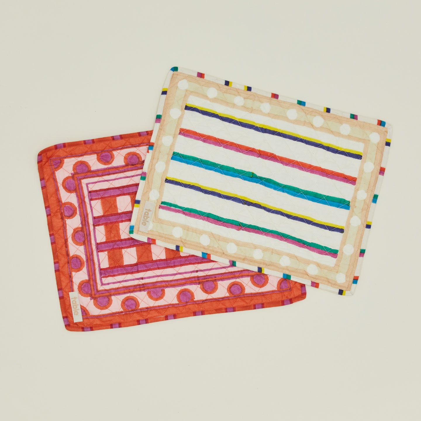 Block Printed Quilted Placemat in various colors.