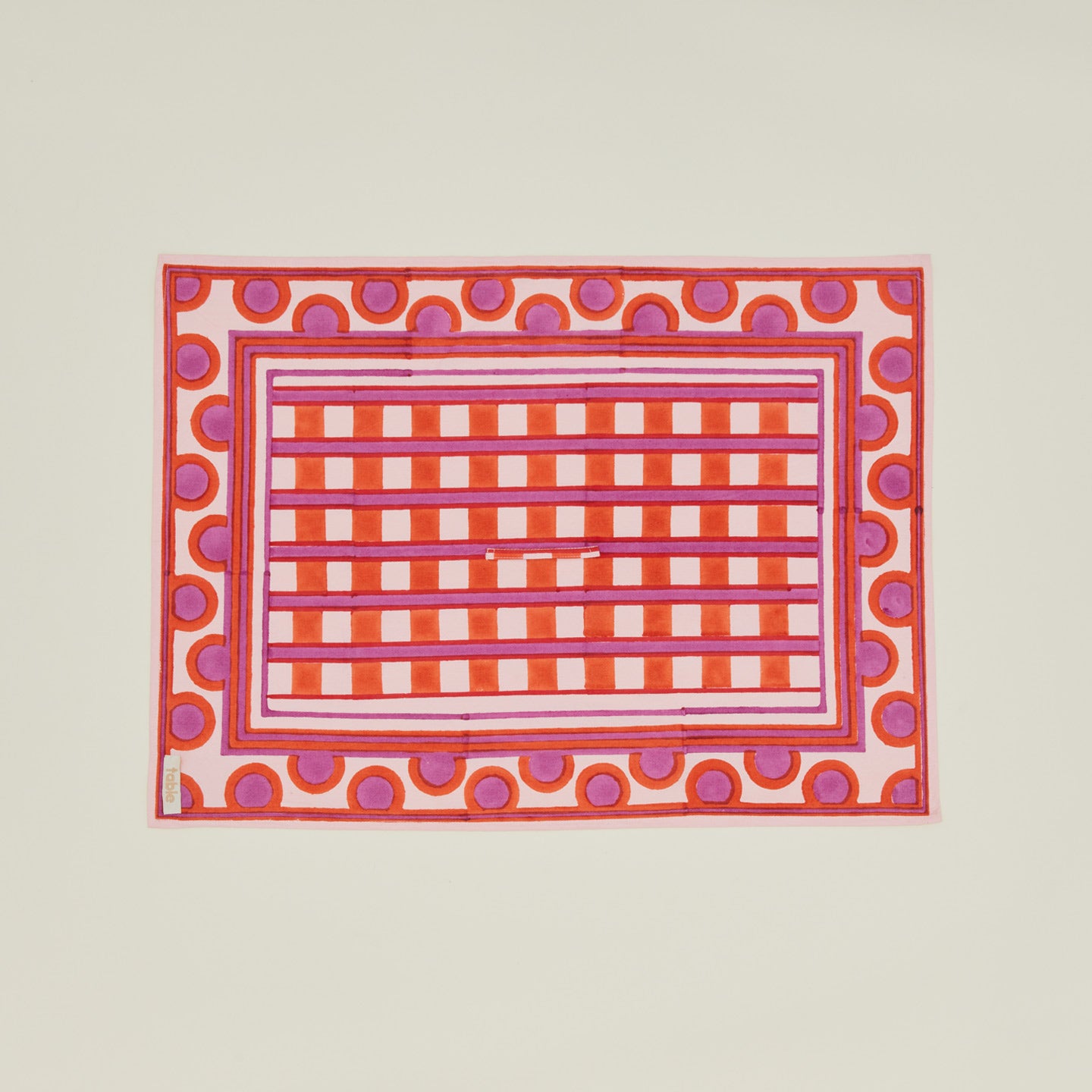 Block Printed Dish Cloth in Red Plaid.