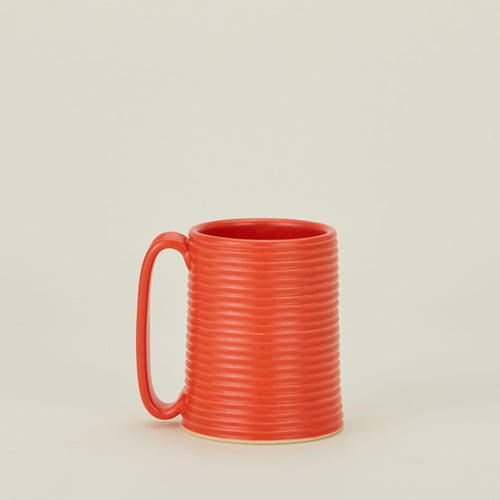 Tall Ribbed Mug in Papaya.