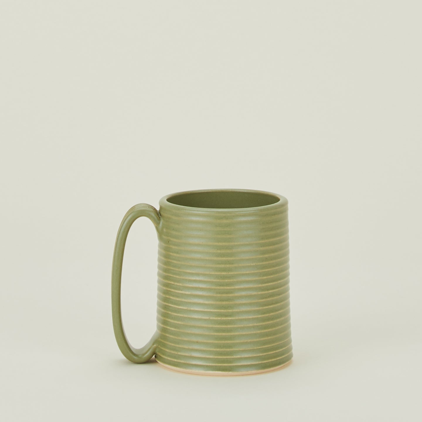 Tall Ribbed Mug in Olive.