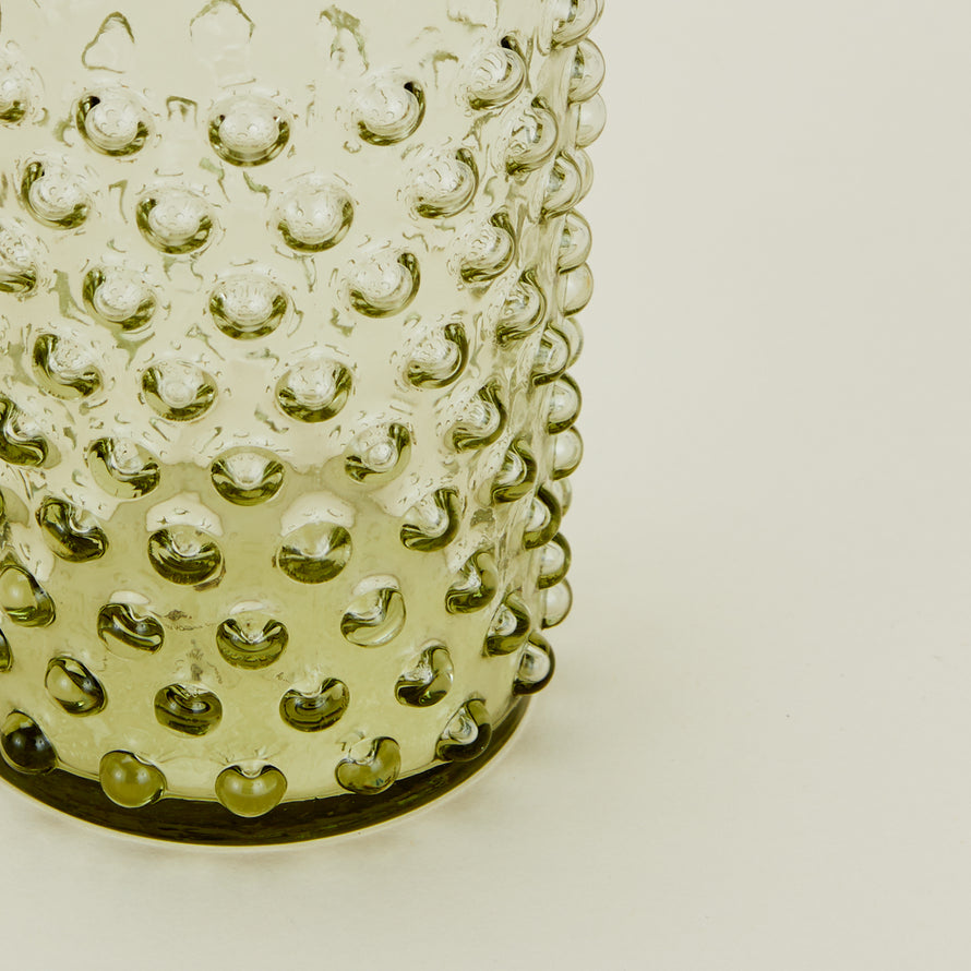 Close up of Hobnail Tumbler in Olive.