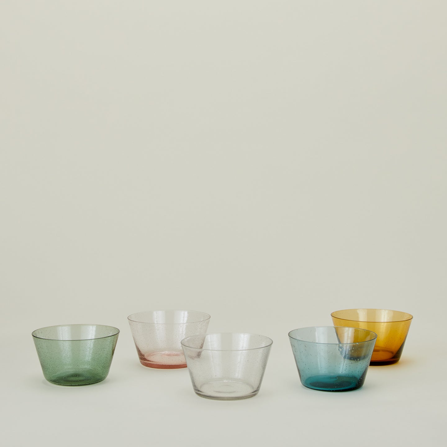 Group of Glass Bowls in various colors.