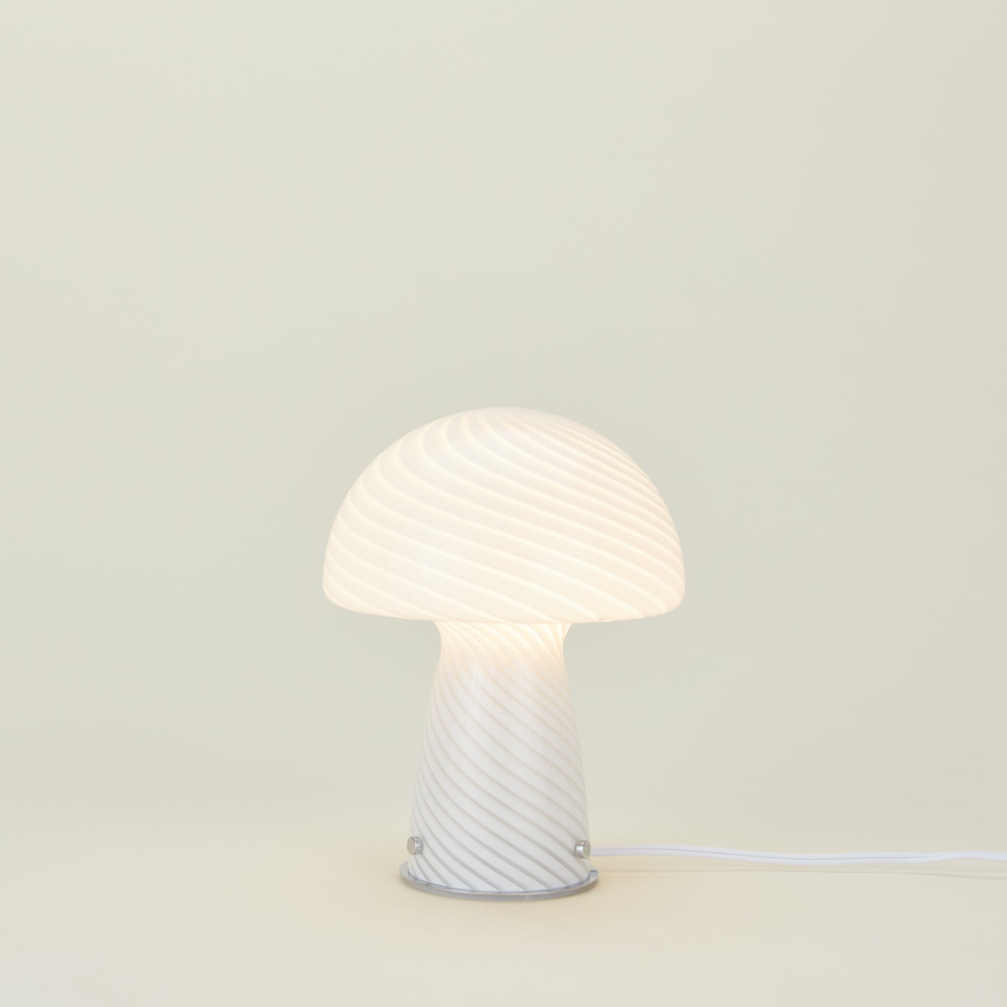 Glass Tall Mushroom Lamp - White