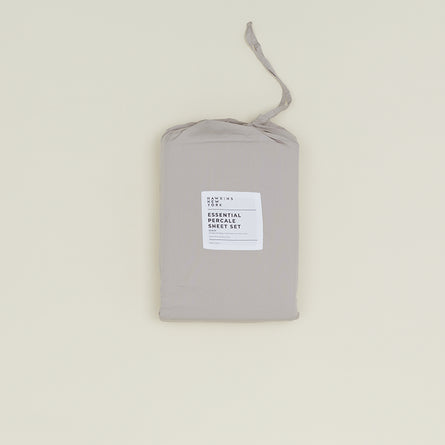 Essential Percale Sheet Set - Light Grey