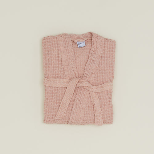 Simple Waffle Bathrobe - Blush