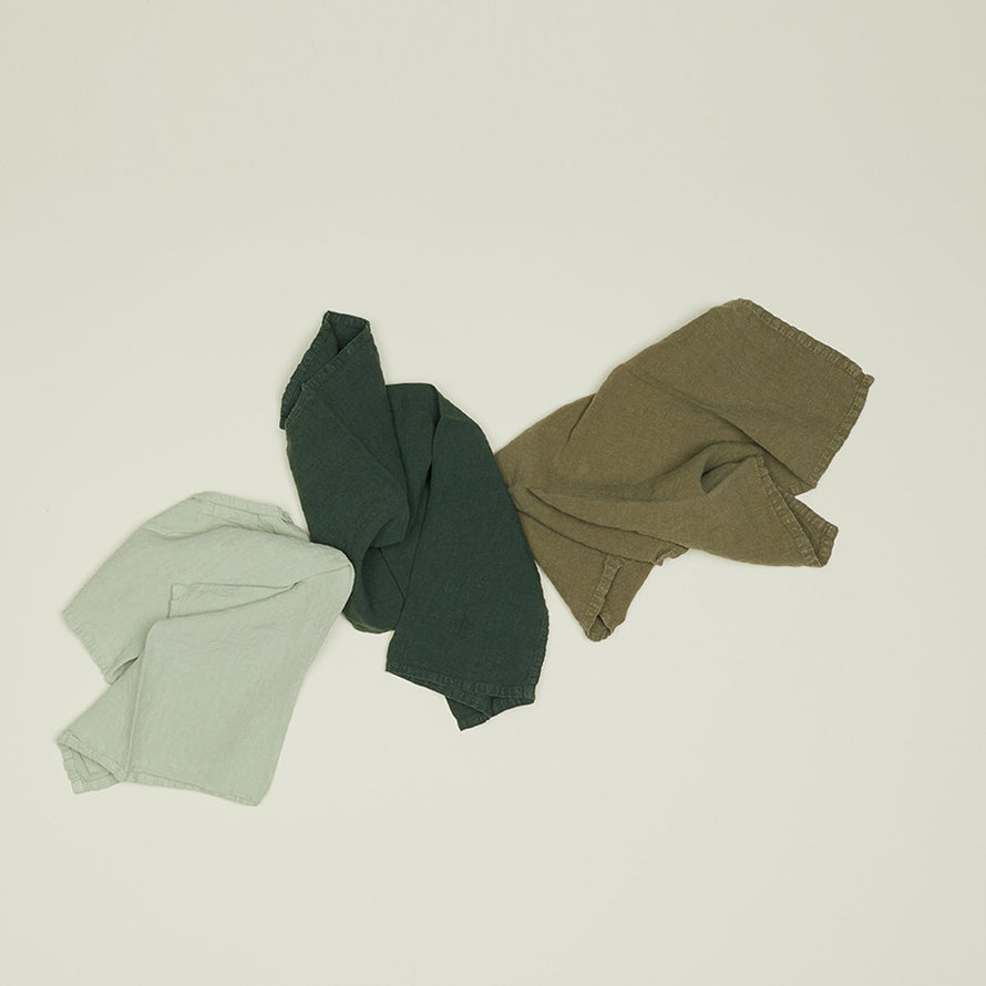 Three Simple Linen Napkins in various colors.